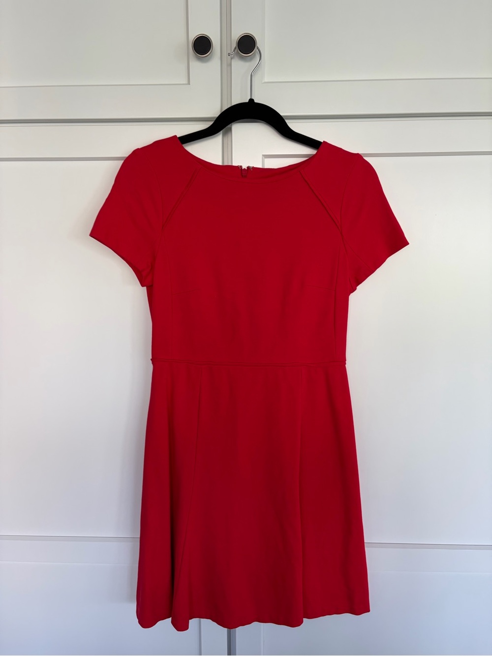 J. Crew Red Short-Sleeve Fit & Flare Mini Dress